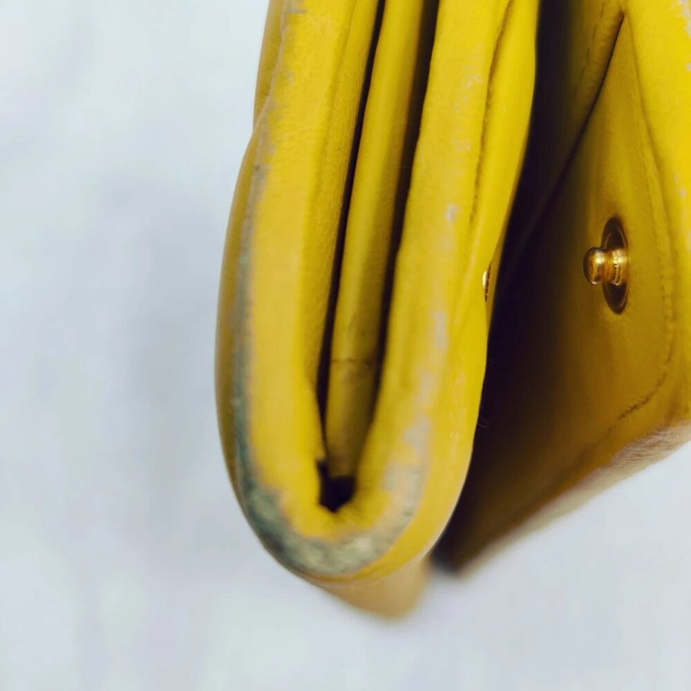 Miu Miu Wallet Matelasse Flap Long Wallet Calfskin Mustard Yellow No Returns - Picture 10 of 16